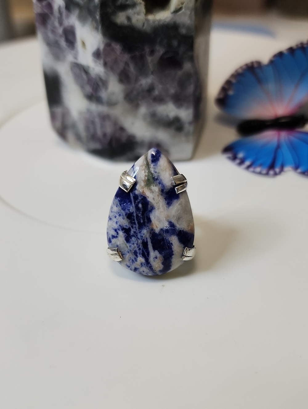Teardrop Blue & White Stone Ring - Women Jewelry
